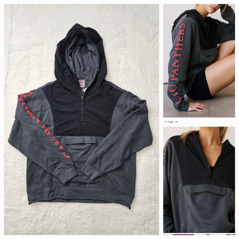 NWOT Free People Movement Pride Hoodie Dark Grey CAU Panthers HBCU Oversized Med